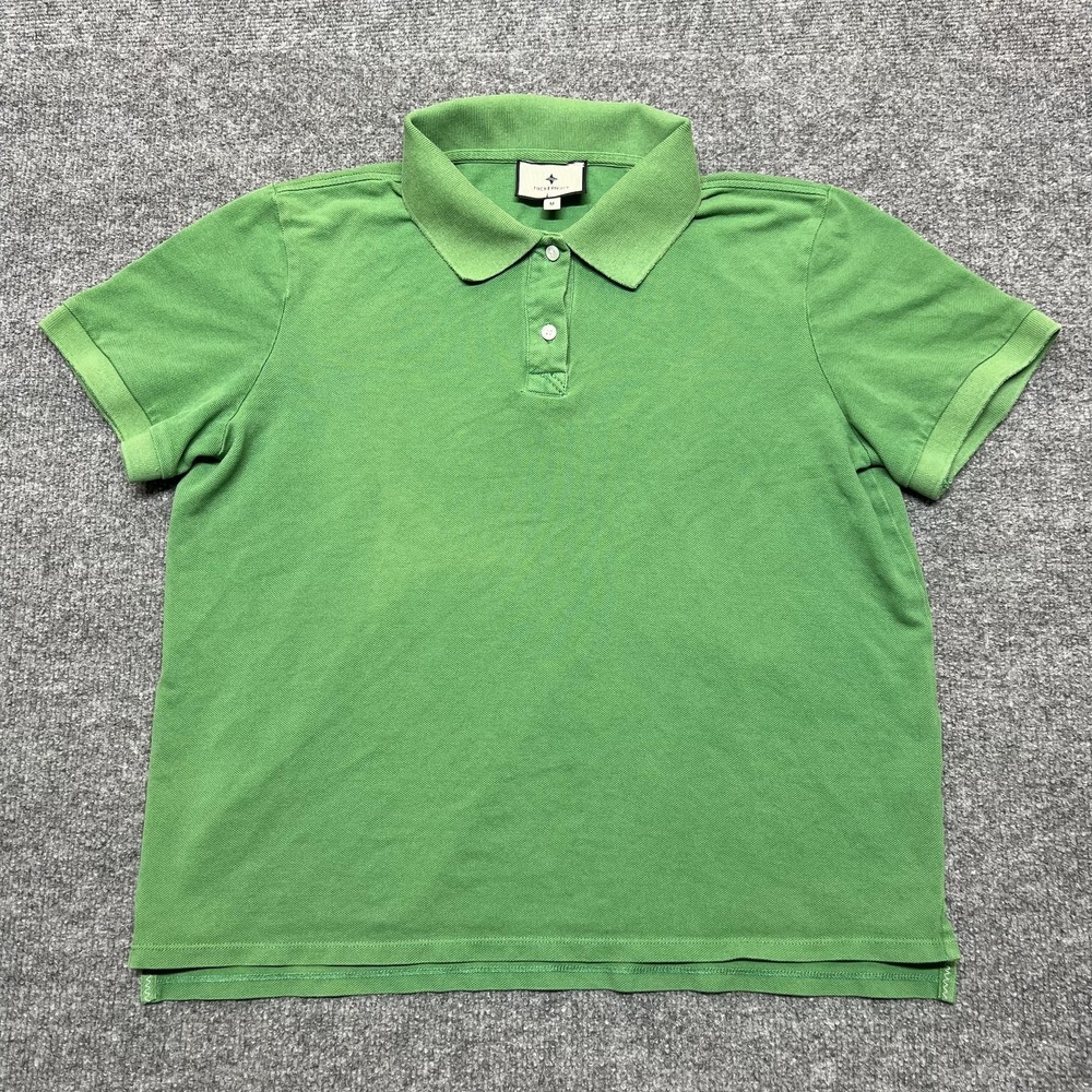 Tuckernuck Polo Shirt Womens Medium Green 100% Cotton Knit Casual Short Sleeve